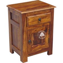 Klasyczna drewniana szafka nocna Classic z szufladą - Drewno Palisander - brąz 