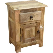 Klasyczna drewniana szafka nocna Classic z szufladą - Drewno Mango - naturalne