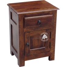 Klasyczna drewniana szafka nocna Classic z szufladą -  Drewno Palisander - ciemny brąz