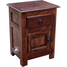Klasyczna drewniana szafka nocna Classic z szufladą -  Drewno Palisander - ciemny brąz