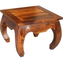 Klasyczny kolonialny stolik Opium na wygiętych nogach - Drewno Palisander - brąz 