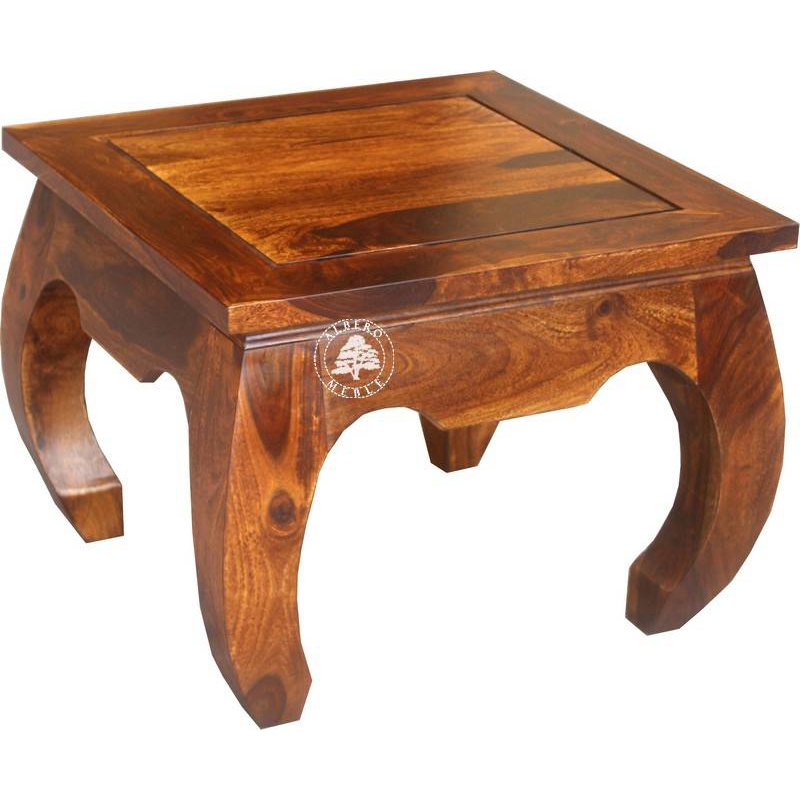 Klasyczny kolonialny stolik Opium na wygiętych nogach - Drewno Palisander - brąz 