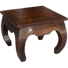 Klasyczny kolonialny stolik Opium na wygiętych nogach -  Drewno Palisander - ciemny brąz