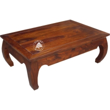 Stolik kawowy Opium z drewna litego w klasycznym stylu - Drewno Palisander - brąz 