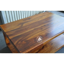 Klasyczna ława drewniana do salonu - Drewno Palisander - brąz 