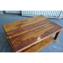 Klasyczna ława drewniana do salonu - Drewno Palisander - brąz 