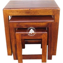 Komplet trzech klasycznych stolików drewnianych - Drewno Palisander - brąz 