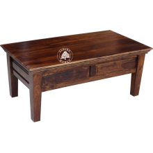 Ława drewniana Classic do salonu z dwiema szufladami -  Drewno Palisander - ciemny brąz