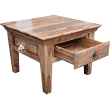 Mały klasyczny stolik kawowy z szufladą - Drewno Palisander -  naturalny