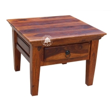 Mały klasyczny stolik kawowy z szufladą - Drewno Palisander - brąz 