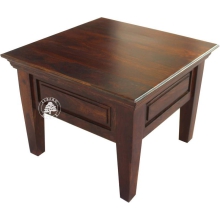 Mały klasyczny stolik kawowy z szufladą -  Drewno Palisander - ciemny brąz