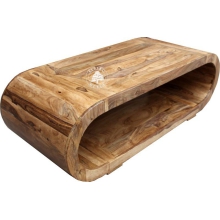Duża drewniana ława owalna do salonu - Drewno Palisander -  naturalny