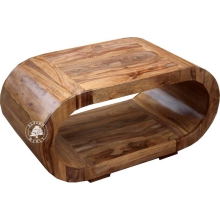 Owalna drewniana ława kawowa - Drewno Palisander -  naturalny