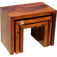 Zestaw nowoczesnych stolików z drewna litego palisander - Drewno Palisander - brąz 