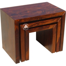 Zestaw nowoczesnych stolików z drewna litego palisander -  Drewno Palisander - ciemny brąz