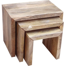 Zestaw nowoczesnych stolików z drewna litego palisander - Drewno Mango - naturalne