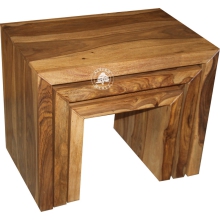 Zestaw nowoczesnych stolików z drewna litego palisander - Drewno Palisander -  naturalny