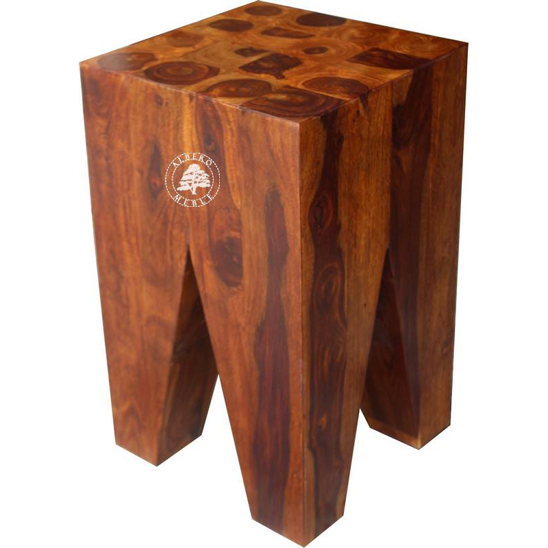 Solidny taboret wyprodukowany z naturalnych bali drewnianych - Drewno Palisander - brąz 