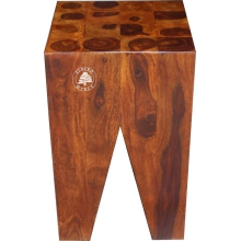Solidny taboret wyprodukowany z naturalnych bali drewnianych - Drewno Palisander - brąz 