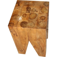 Solidny taboret wyprodukowany z naturalnych bali drewnianych - Drewno Palisander -  naturalny