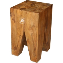 Solidny taboret wyprodukowany z naturalnych bali drewnianych - Drewno Palisander -  naturalny