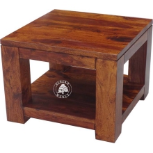 Nowoczesny stolik drewniany z dolną półką GOA - Drewno Palisander - brąz 