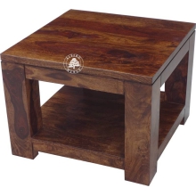 Nowoczesny stolik drewniany z dolną półką GOA -  Drewno Palisander - ciemny brąz