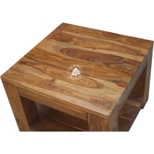 Nowoczesny stolik drewniany z dolną półką GOA - Drewno Palisander -  naturalny