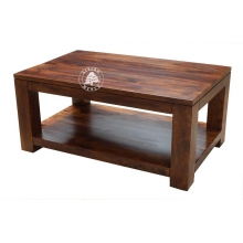 Prostokątny stolik kawowy na drewnianych nogach -  Drewno Palisander - ciemny brąz