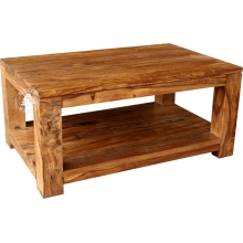 Prostokątny stolik kawowy na drewnianych nogach - Drewno Palisander -  naturalny