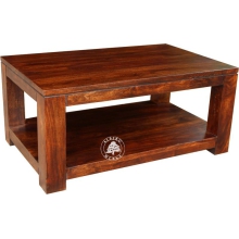 Prostokątny stolik kawowy na drewnianych nogach -  Drewno Palisander - ciemny brąz