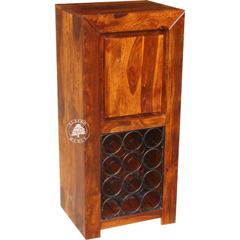 Nowoczesna szafka na wino z naturalnego drewna - Drewno Palisander - brąz 