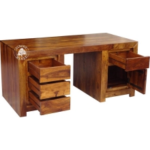 Duże nowoczesne biurko z naturalnego drewna palisander do gabinetu - Drewno Palisander - brąz 