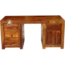 Duże nowoczesne biurko z naturalnego drewna palisander do gabinetu - Drewno Palisander - brąz 