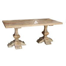 Stylowy stół drewniany ROYAL na dwóch solidnych nogach - Drewno Mango - naturalne