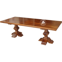 Stylowy stół drewniany ROYAL na dwóch solidnych nogach - Drewno Palisander - brąz 