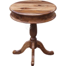 Okrągły stolik kawowy na klasycznej drewnianej nodze - Drewno Palisander -  naturalny