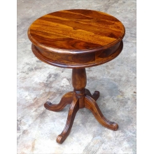Okrągły stolik kawowy na klasycznej drewnianej nodze - Drewno Palisander - brąz 