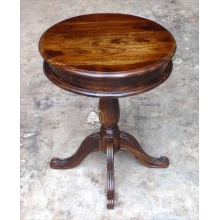 Okrągły stolik kawowy na klasycznej drewnianej nodze -  Drewno Palisander - ciemny brąz