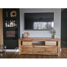Prosta i nowoczesna szafka RTV z drzewa palisander - Drewno Palisander -  naturalny