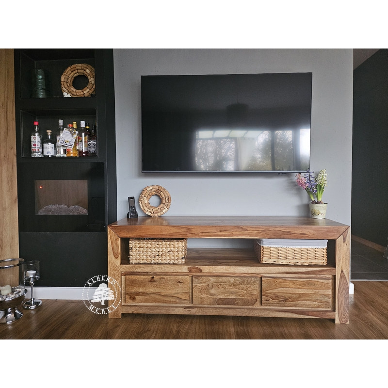 Prosta i nowoczesna szafka RTV z drzewa palisander - Drewno Palisander -  naturalny