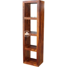 Regał drewniany prosty z czterema półkami Modern Cube - Drewno Palisander - brąz 