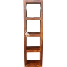Regał drewniany prosty z czterema półkami Modern Cube - Drewno Palisander - brąz 