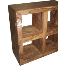 Niski regał otwarty kwadratowy czwórka Modern Cube - Drewno Palisander -  naturalny