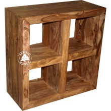 Niski regał otwarty kwadratowy czwórka Modern Cube - Drewno Palisander -  naturalny