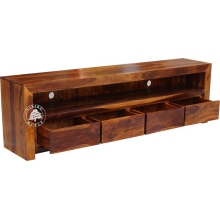 Dwumetrowa drewniana szafka pod telewizor z szufladami - Drewno Palisander - brąz 