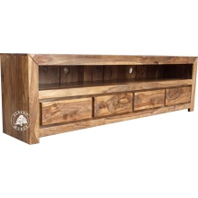 Dwumetrowa drewniana szafka pod telewizor z szufladami - Drewno Palisander -  naturalny
