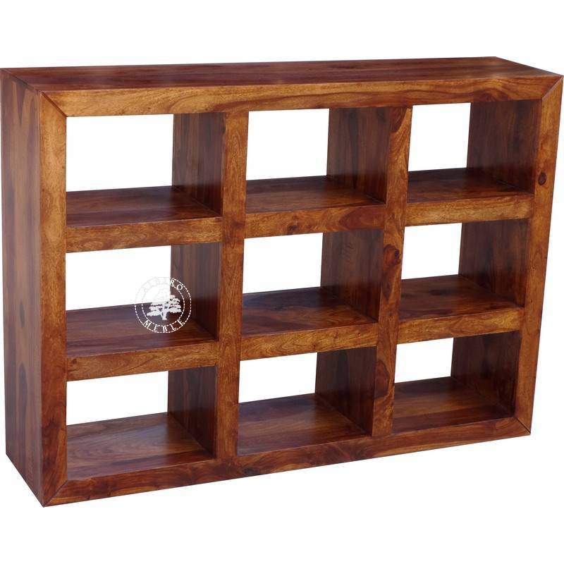 Kubiczny regał drewniany dzielony niski Modern Cube - Drewno Palisander - brąz 