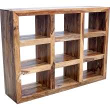 Kubiczny regał drewniany dzielony niski Modern Cube - Drewno Palisander -  naturalny